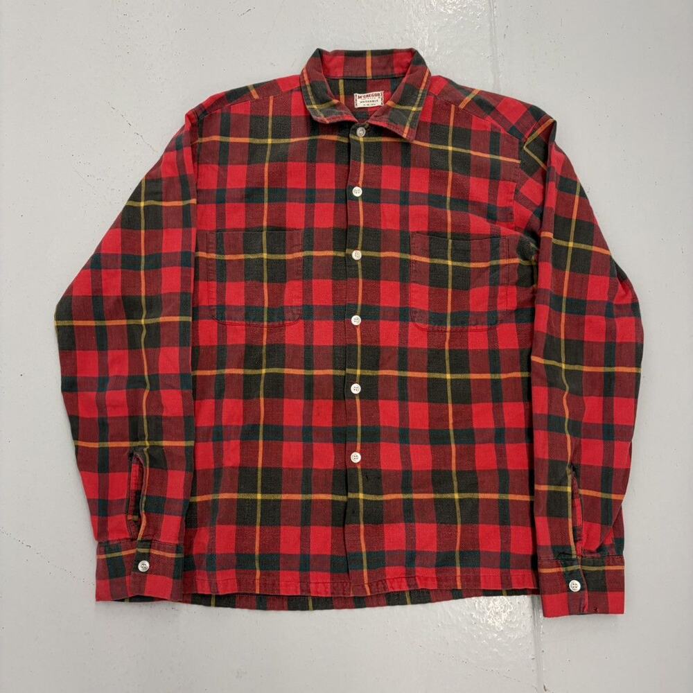 Vintage 60s McGregor Red Plaid Pattern Cotton Flannel
